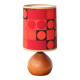 Wooden lamp, lampshade graphic fabric, 70s
