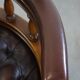 Chesterfield Office Chair on Wheels in Dark Brown Cowhide Leather