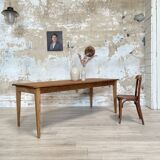 Vintage farm table with spindle legs.