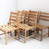 Série de six chaises vintage scandinaves en chêne, Kurt Ostervig