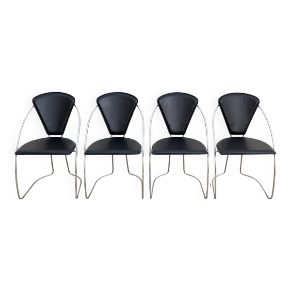 Lot de 4 chaises vintage italiennes, style Linda de Arrben, années 80