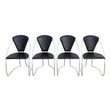 Set of 4 vintage Italian chairs, Linda de Arrben style, 1980s.