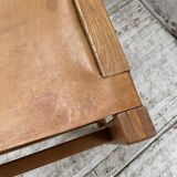 Solid elm and leather stool Maison Regain