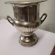 Antique champagne bucket in silver metal medicis shape