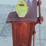 Bar counter in solid exotic teak wood; molded panel decor.