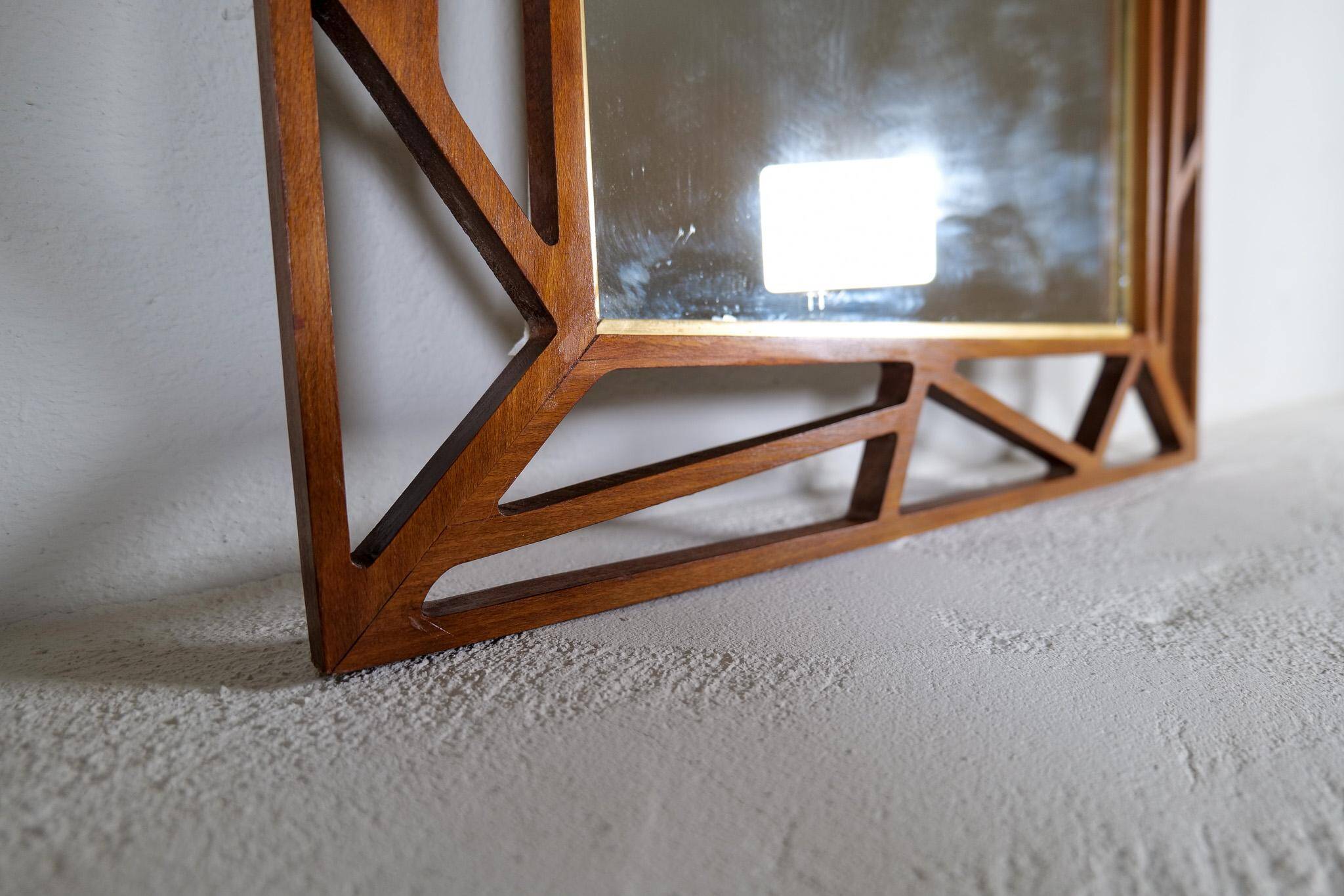 Rare large mirror "Konkret" Mid-Century Yngve Ekström by Eden Spegel in Sweden