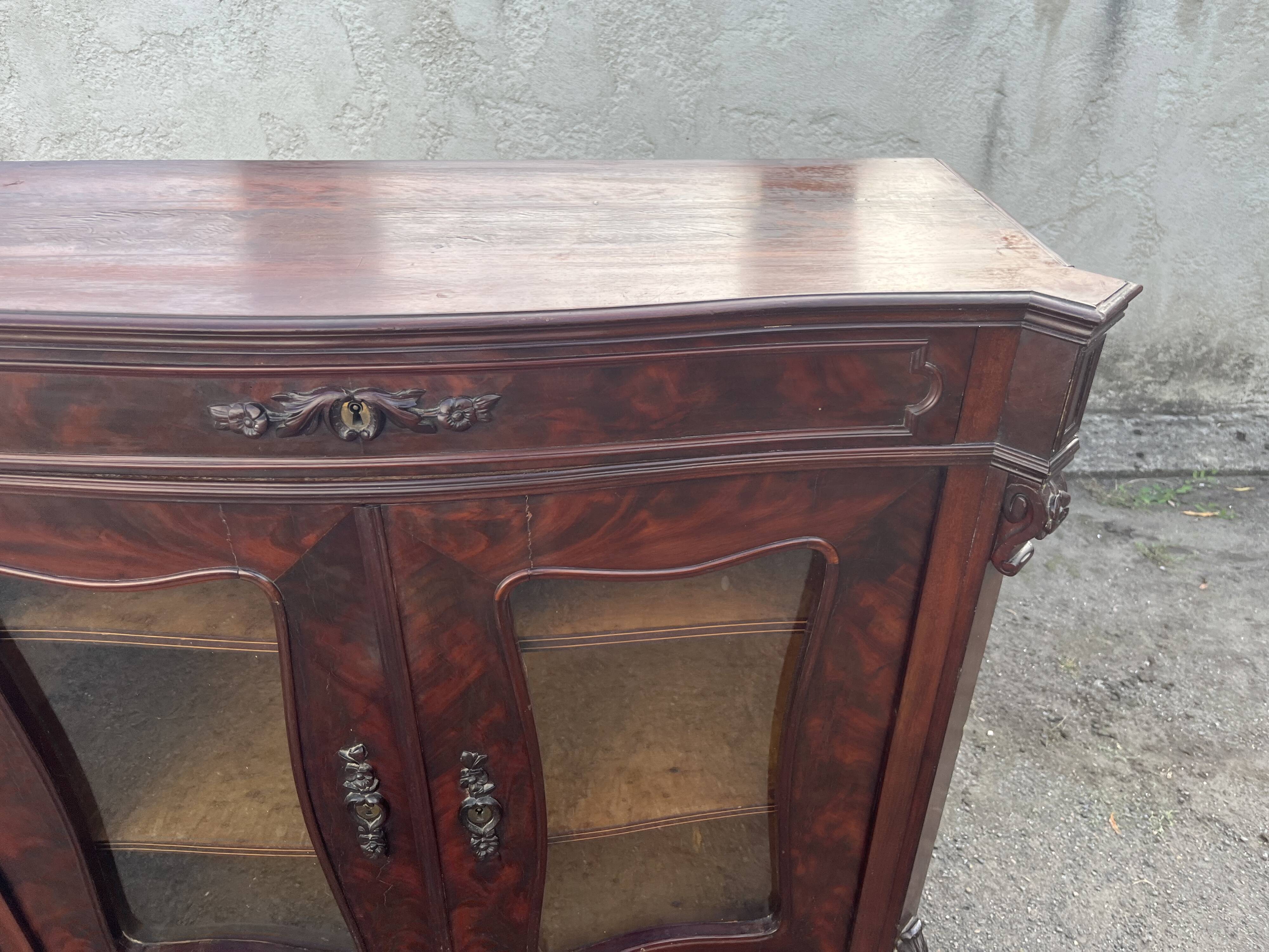 Napoleon III style mahogany display cabinet