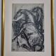 Preparatory study, charcoal sketch by Maurice de Bus – Gilded frame, 32 x 42 cm