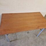 Etienne Fermigier (1932-1973) Aluminium table and black lacquered metal 1960