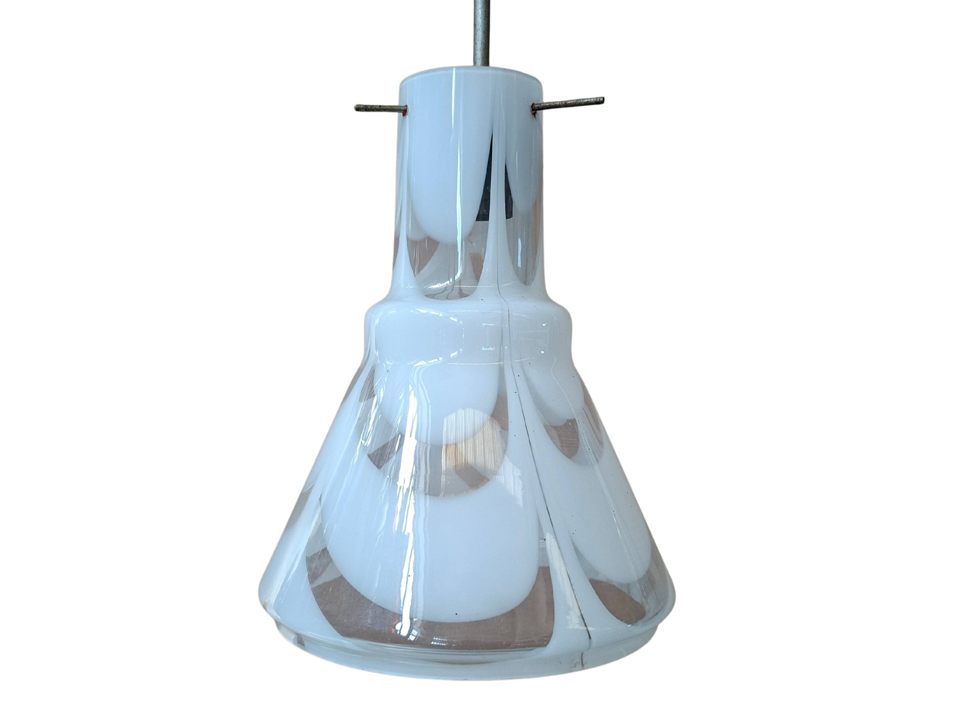 Splendido Lampadario Vintage Anni '70 in Vetro Soffiato