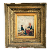 Antique seaside oil painting, c. 1845