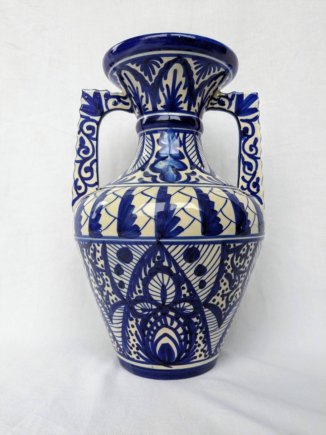 Blue ceramic amphora vase
