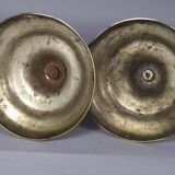 Pair of fluted bronze candlesticks Louis XVI period 27 cm