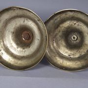 Pair of fluted bronze candlesticks Louis XVI period 27 cm