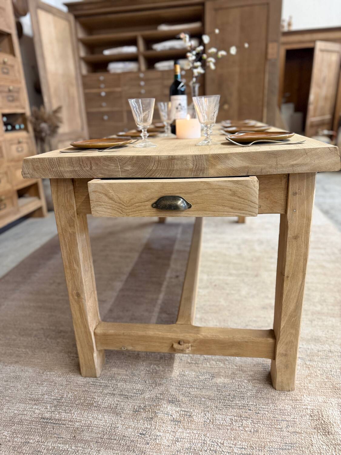 Table de ferme en chêne massif