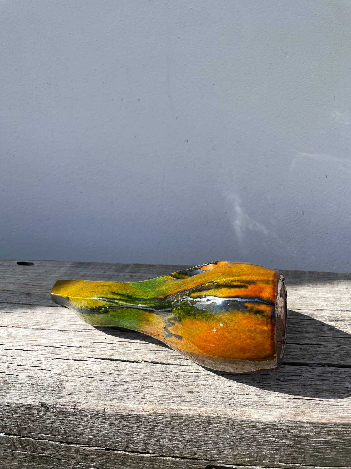 Vintage ceramic vase with drips