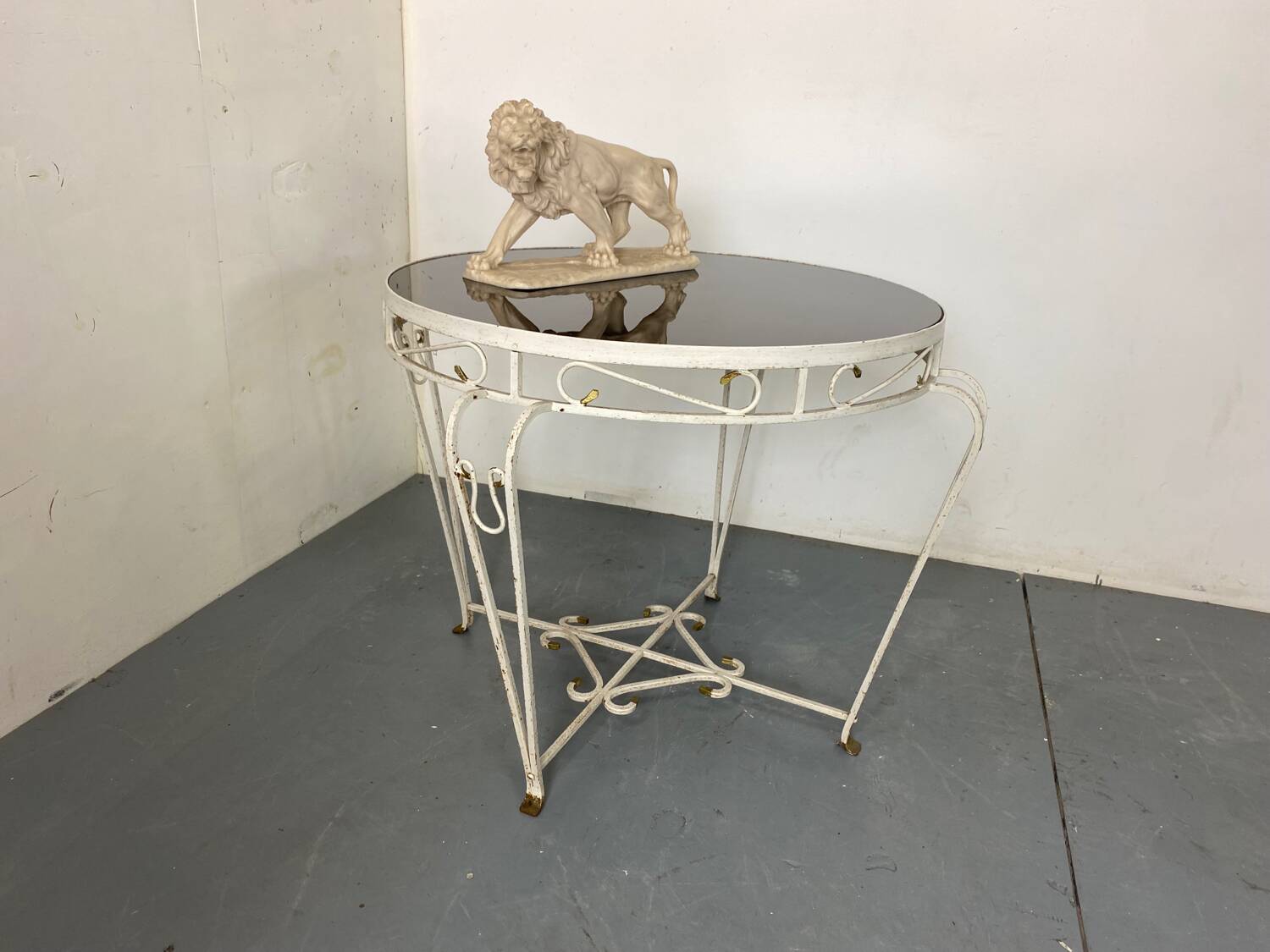 Table d'appoint vintage en fer forgé du milieu du siècle, années 1950