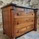 Antique commode, walnut and oak, marble top, 3 drawers, France circa 1820–1850.