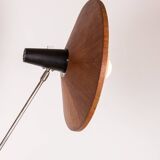 Large tilting floor lamp in steel and teak by Georges Frydman 1960.