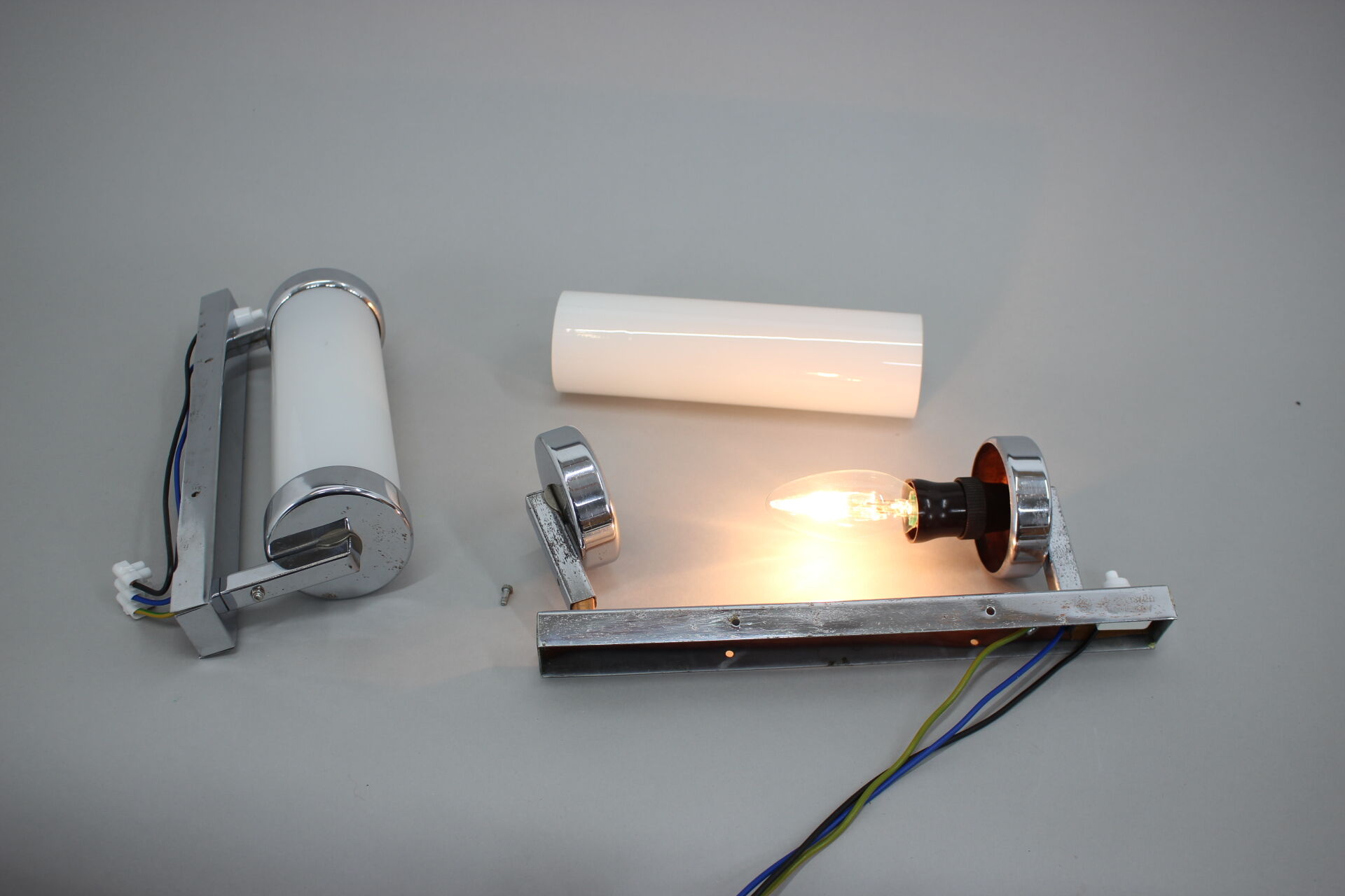 Set of Two Bauhaus Wall Lamps, Czechoslovakia, 1930s