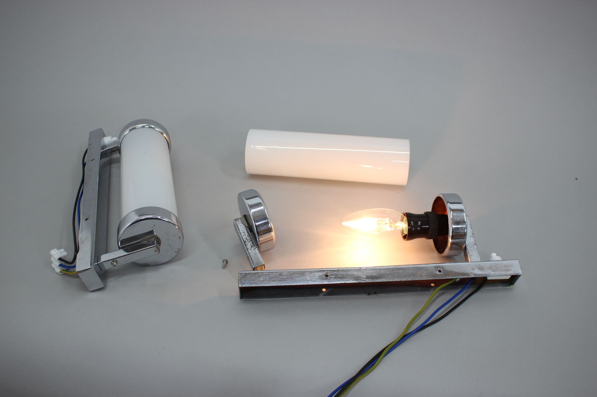 Set of Two Bauhaus Wall Lamps, Czechoslovakia, 1930s