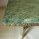Green marble coffee table with vintage brass.