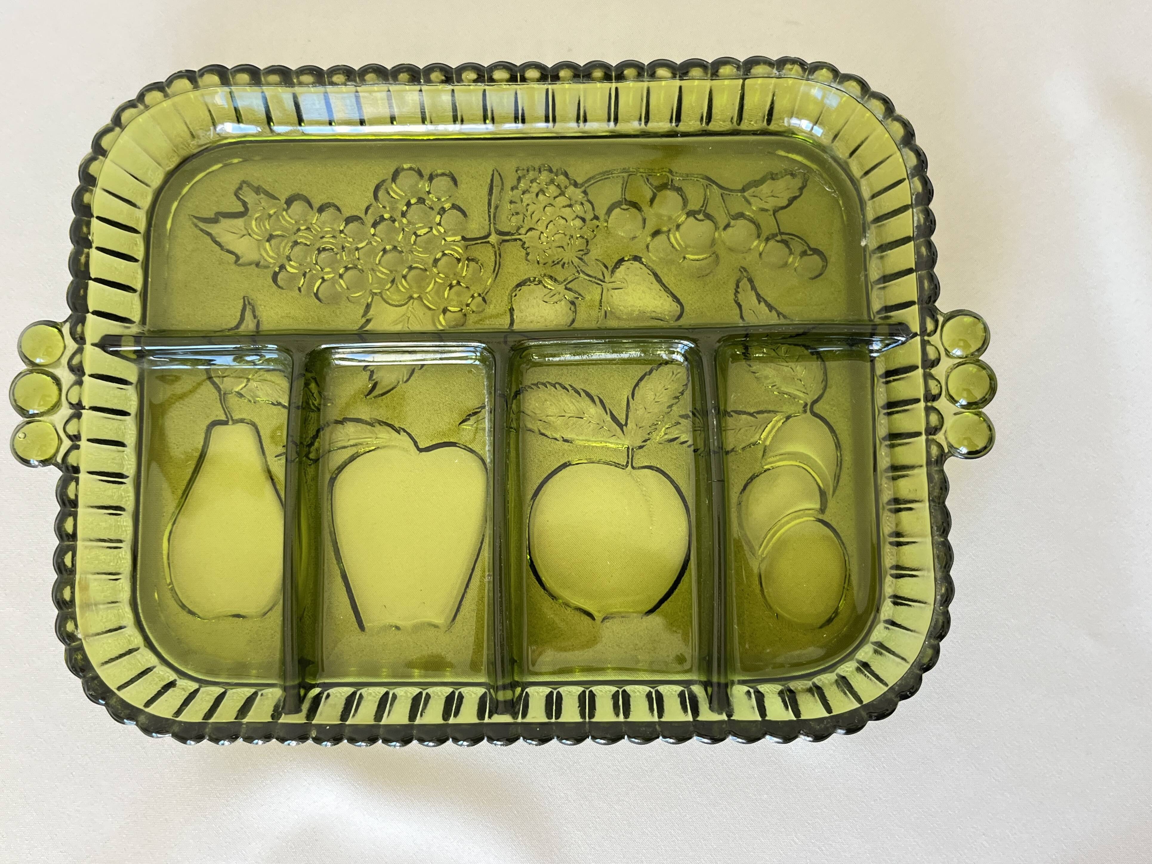 Plat apéro plateau vintage 1960 américain verre à compartiments Indiana Glass