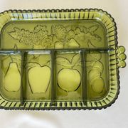 Vintage 1960s American Appetizer Tray Indiana Glass Compartmented Glass