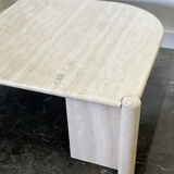 Vintage eye-shaped travertine marble coffee table, 1980s France