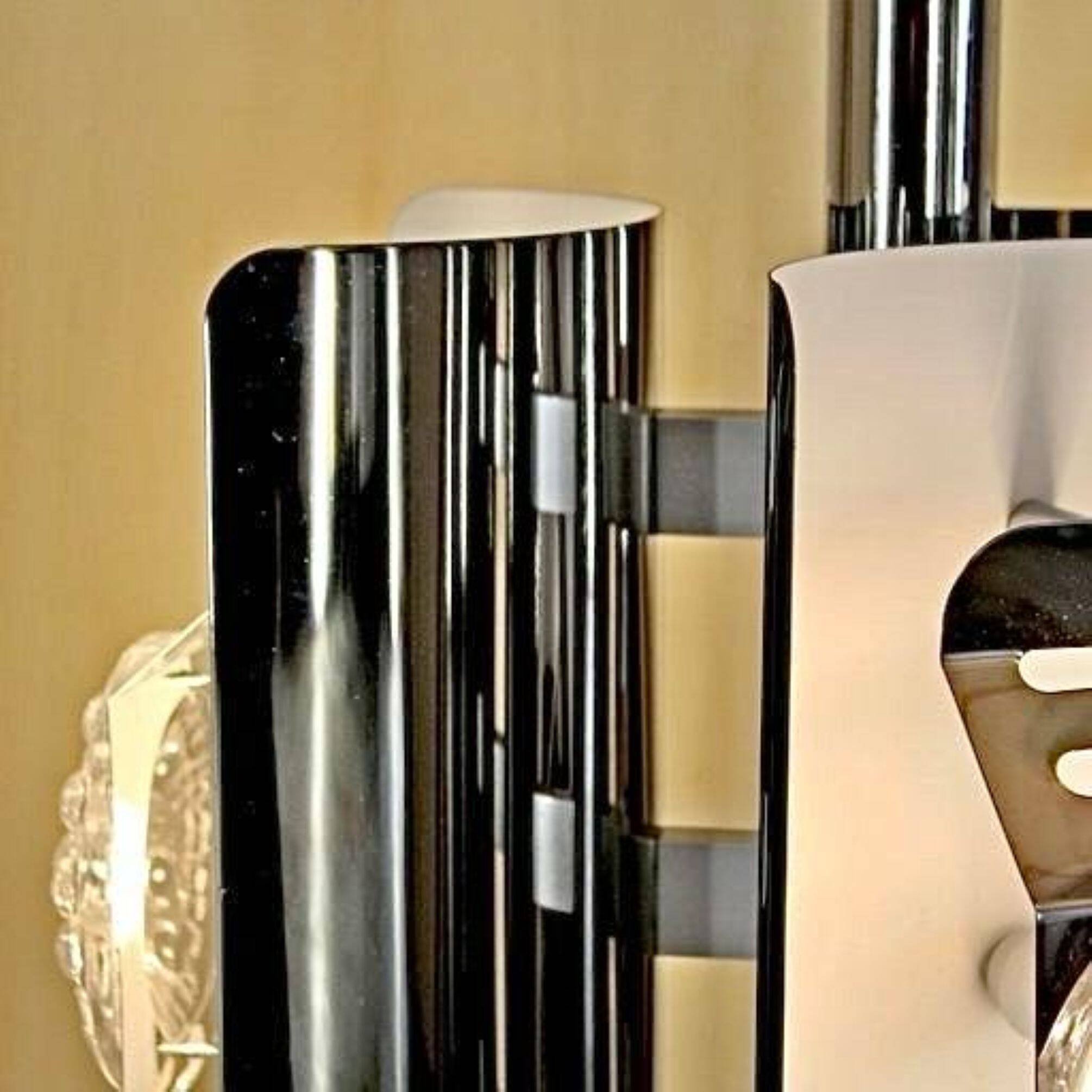 1970s Space Age Chromed Pendant Lamp attributed to AV Mazzega, Murano Glass