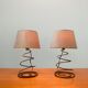 Pair of 90s metal spring lamps