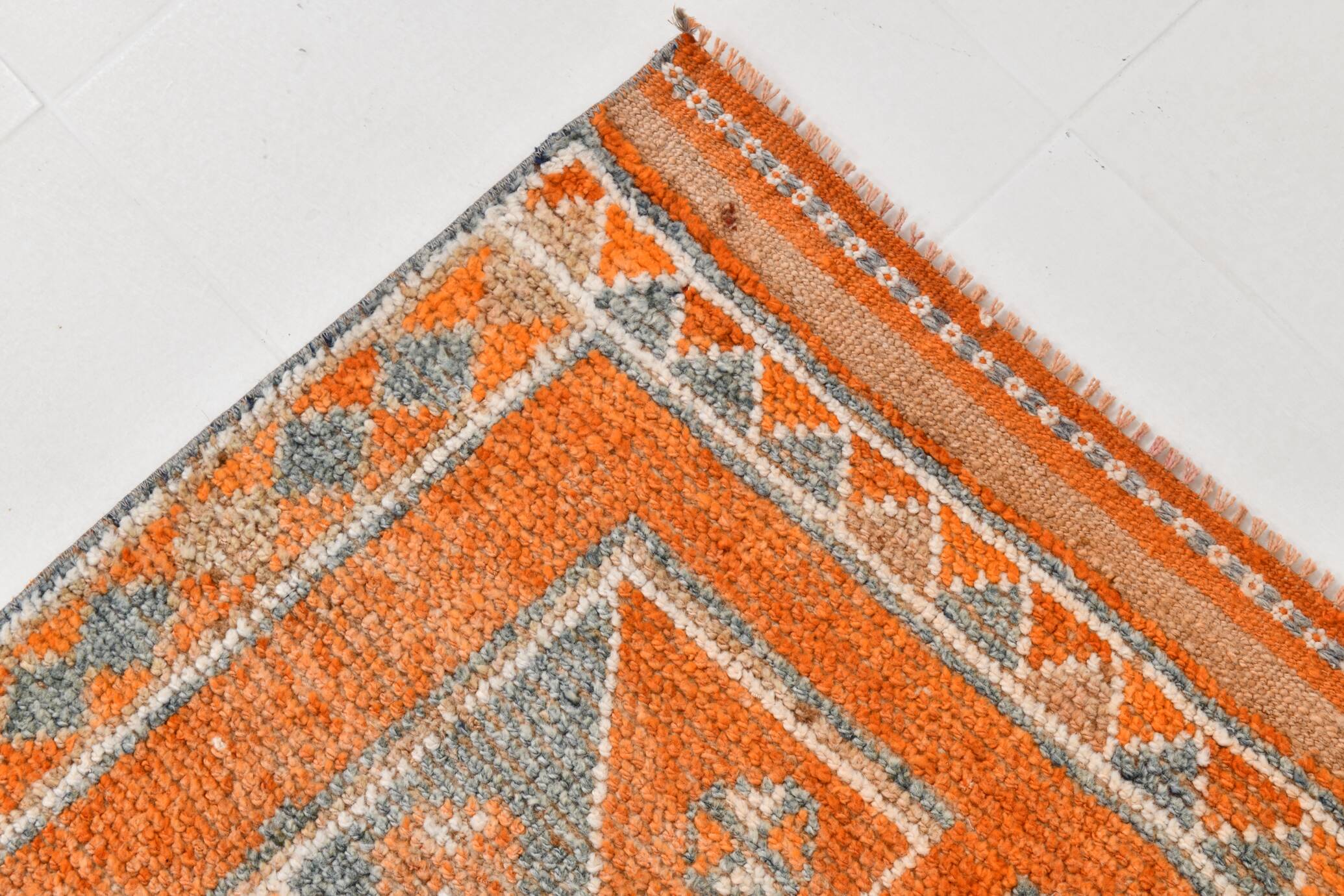 3x12 Rug For Laundry Orange Turkish Vintage Runner Rug, 95x370Cm SK 22033