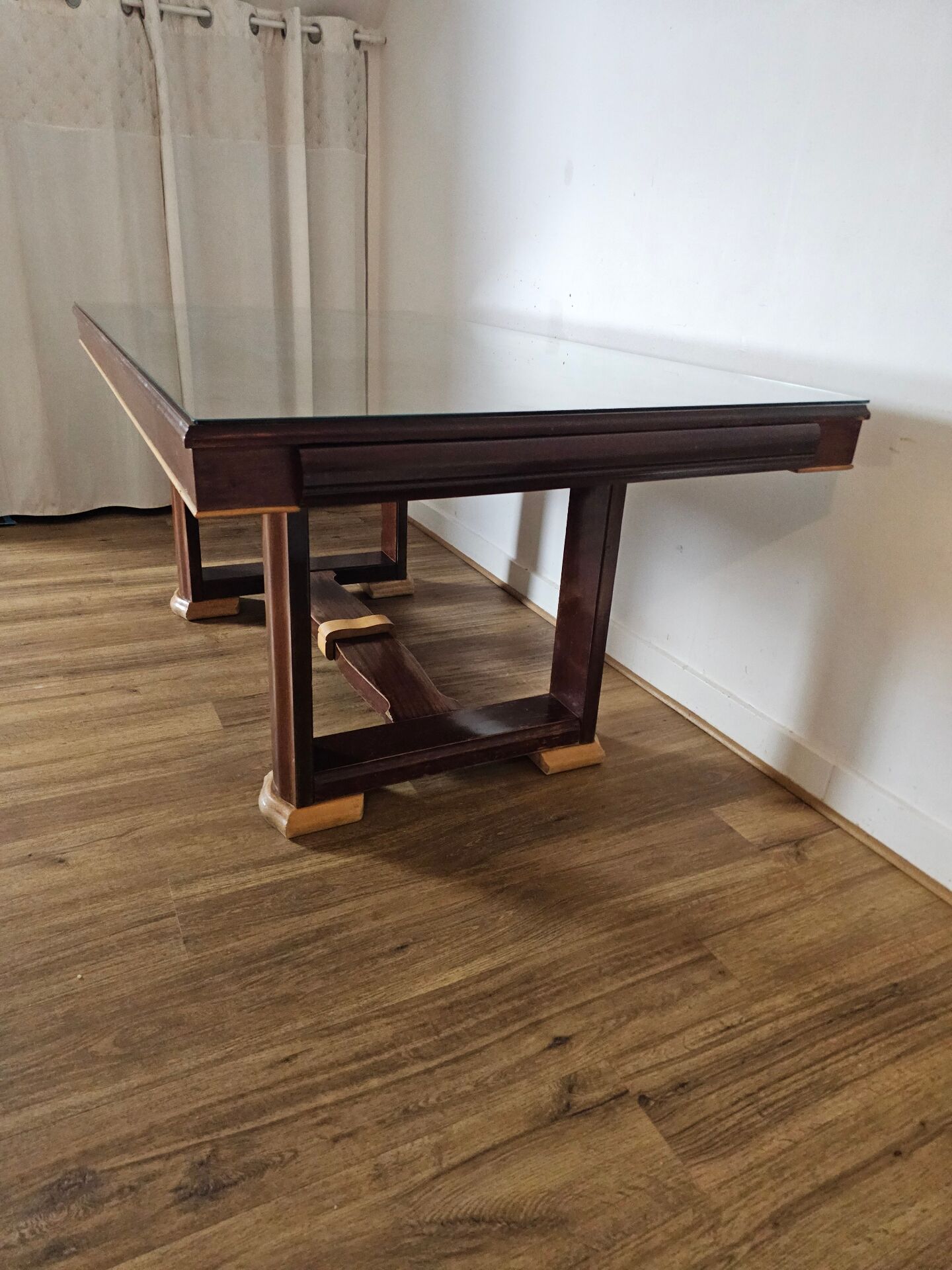 Table architecturale style Art Déco & tiroirs secrets (1970)
