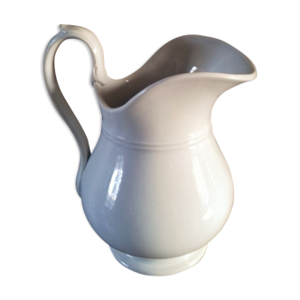 Broc toilet Creil and Montereau earthenware Pot spout handle Vase white