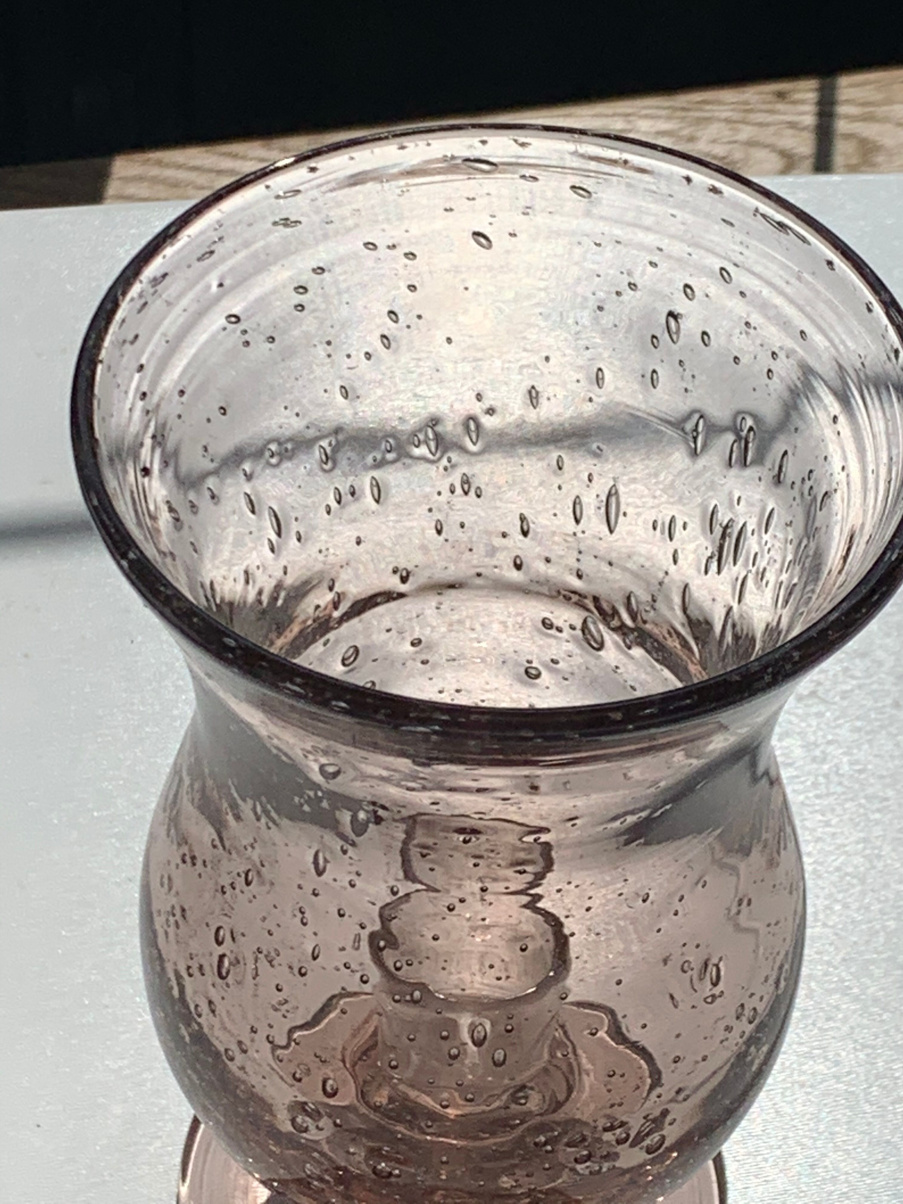 Photophore glass pink bubble parma unsigned vintage biot glassware