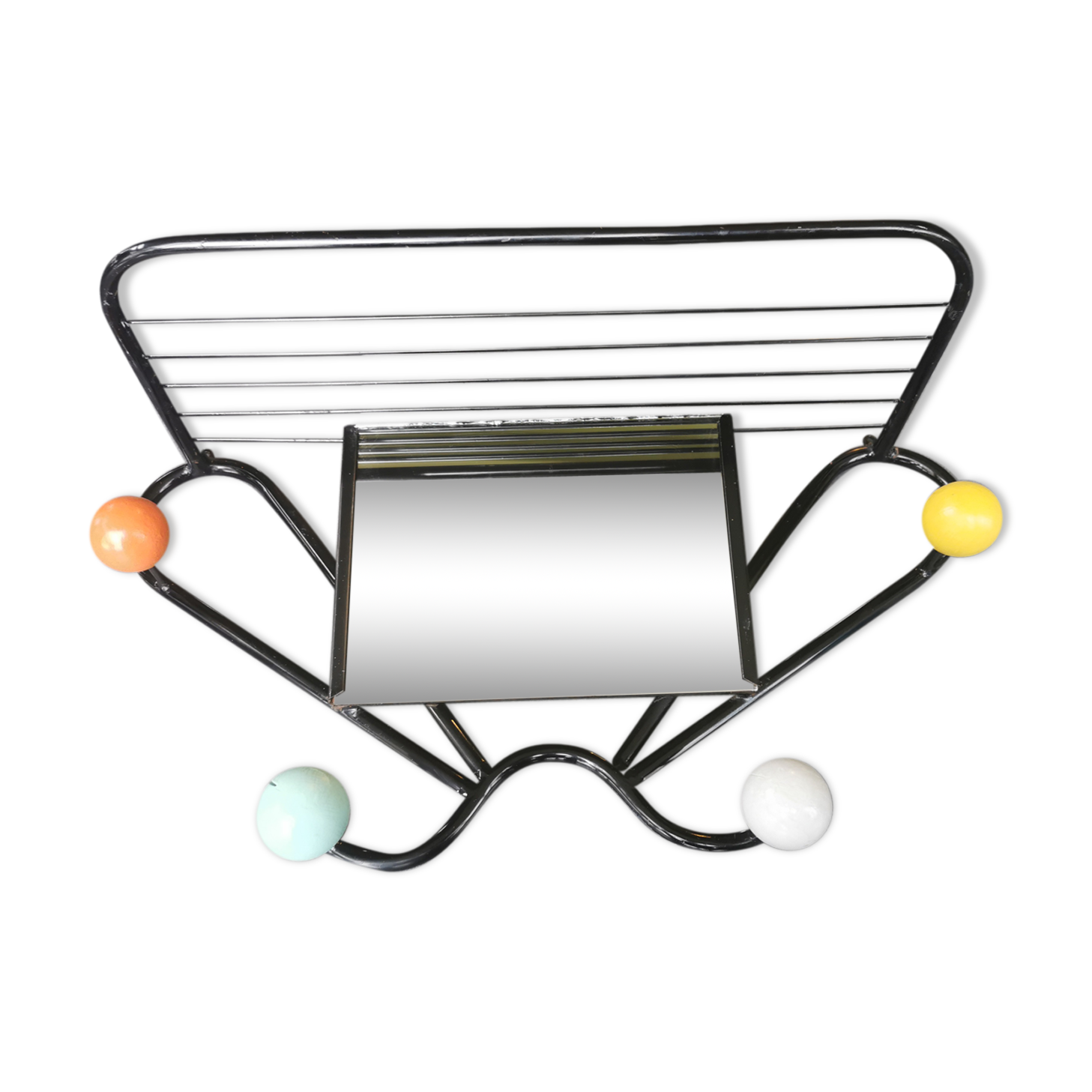 Vintage wall coat holder with mirror