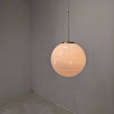 Italian Murano Glass Globe Chandelier with Brass Accents, 1970s