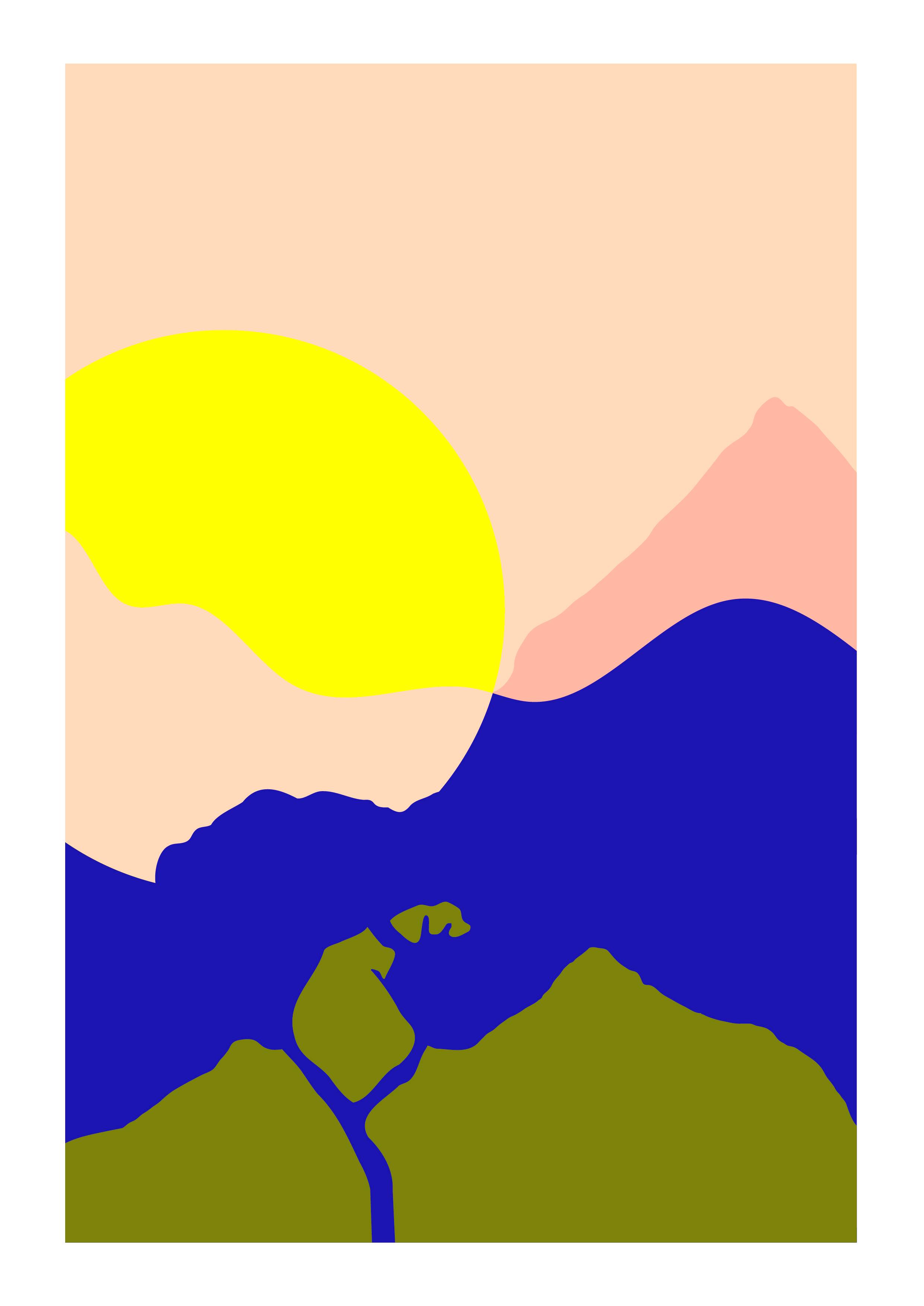 Round sun tree - limited edition art print (a4)