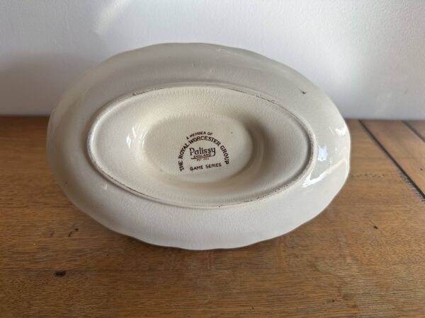 Saucière sur plateau Royal Worcester Palissy England Scène de Chasse