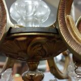 Lustre italien bronze a pampilles cristal 6 branches