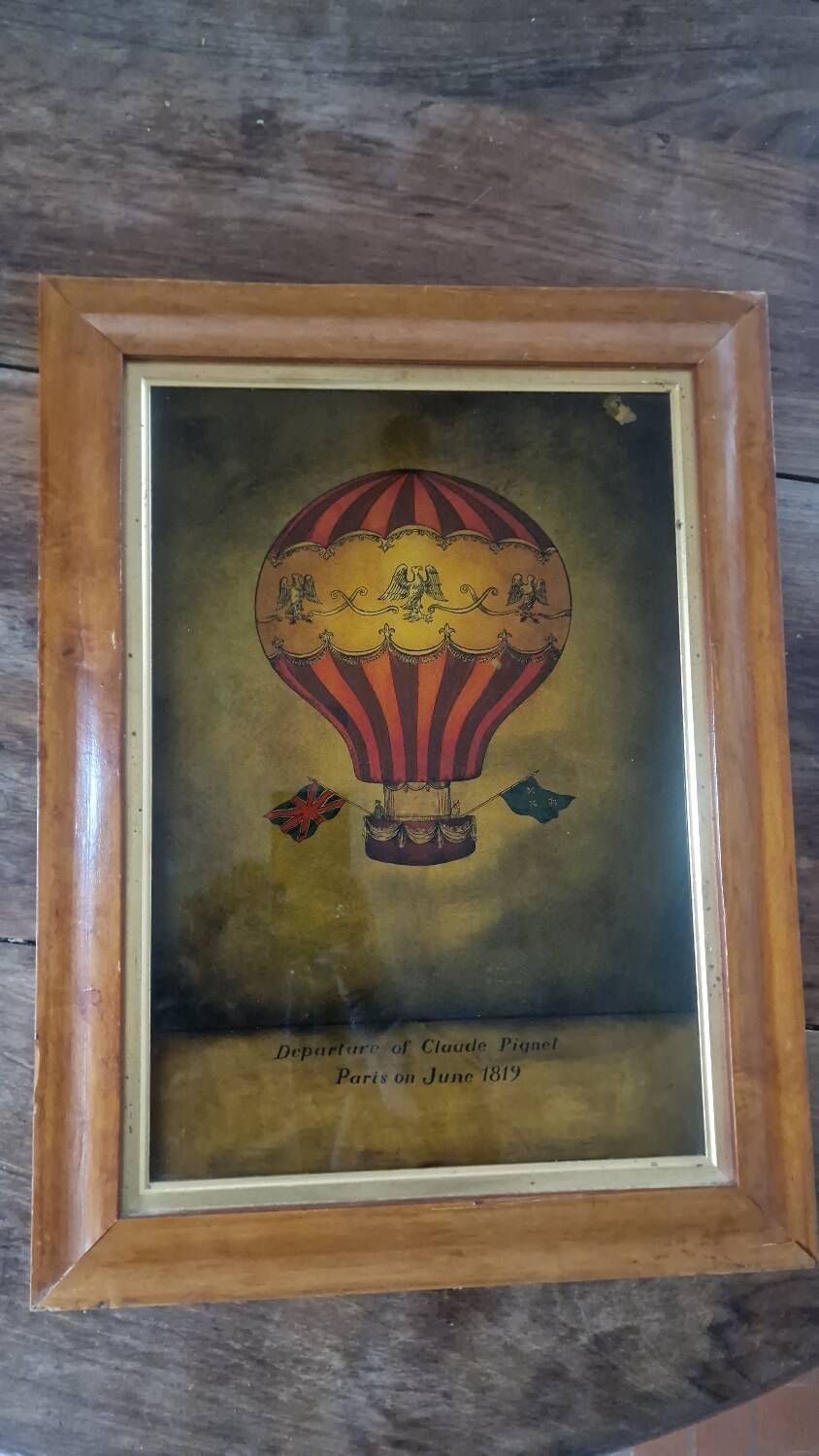 Lithographie "Ballon statique" Claude Pignet 1819
