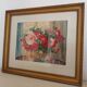 Aquarelle bouquet de roses encadrée XXème