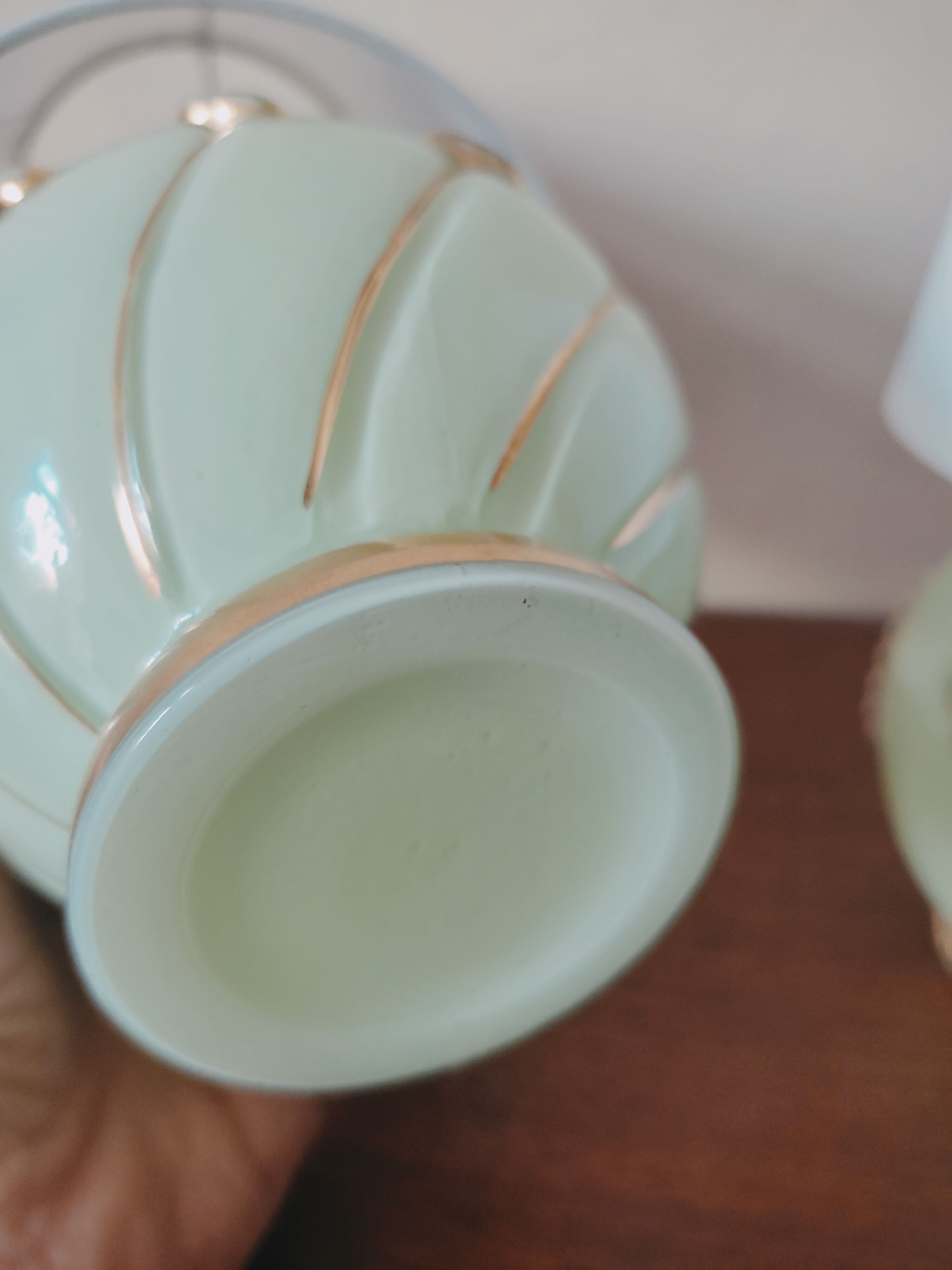 Duo of art deco lamp in mint glass