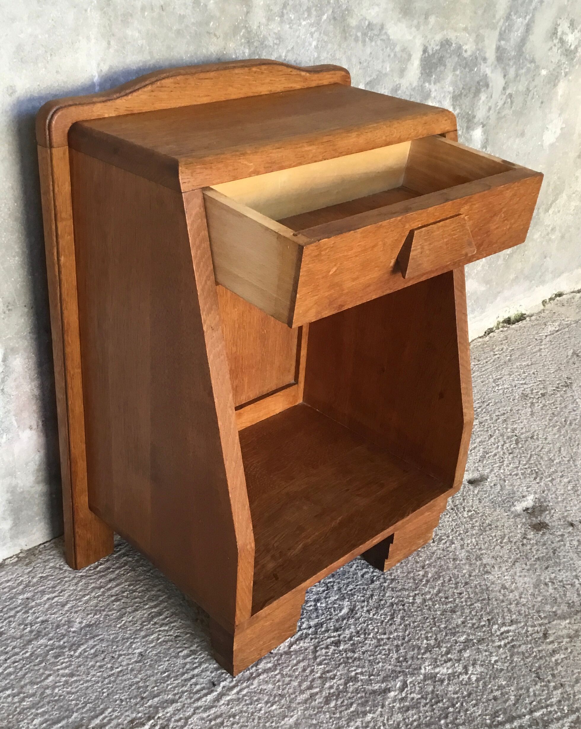 Modernist bedside in solid oak - 1950