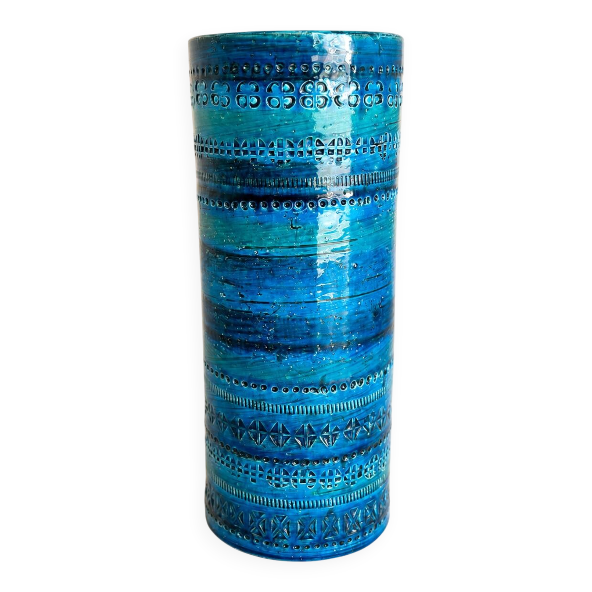 Large Rimini Blue Vintage Vase Italy - Bitossi - Aldo Londi 31 cm