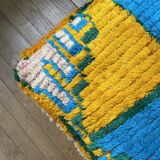Moroccan Berber pouf yellow and bohemian turquoise