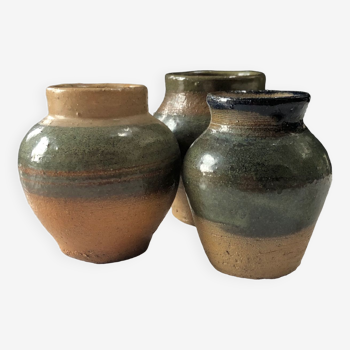 Set of 3 stoneware pots by Jules Guérin