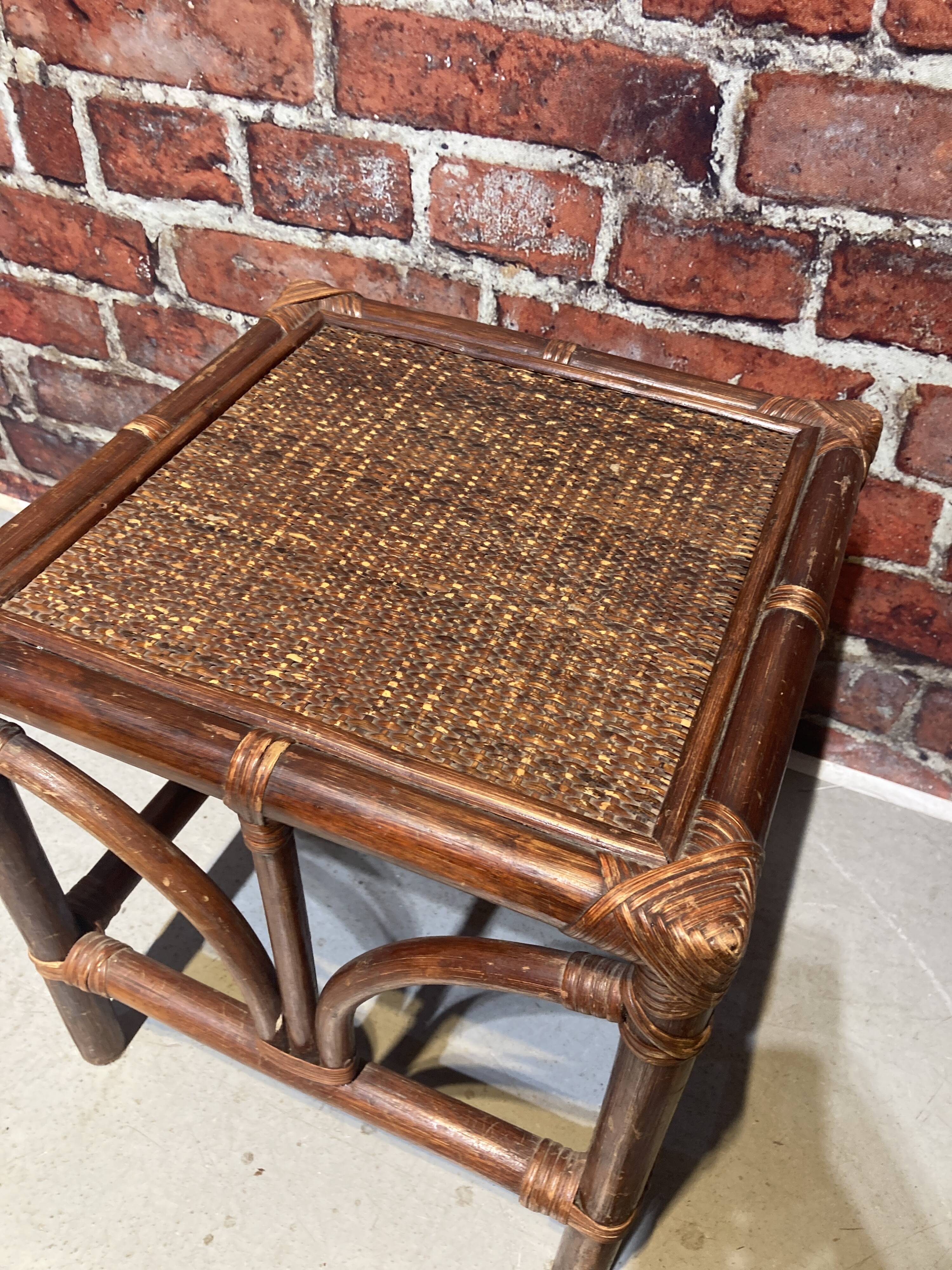 Rattan nesting table