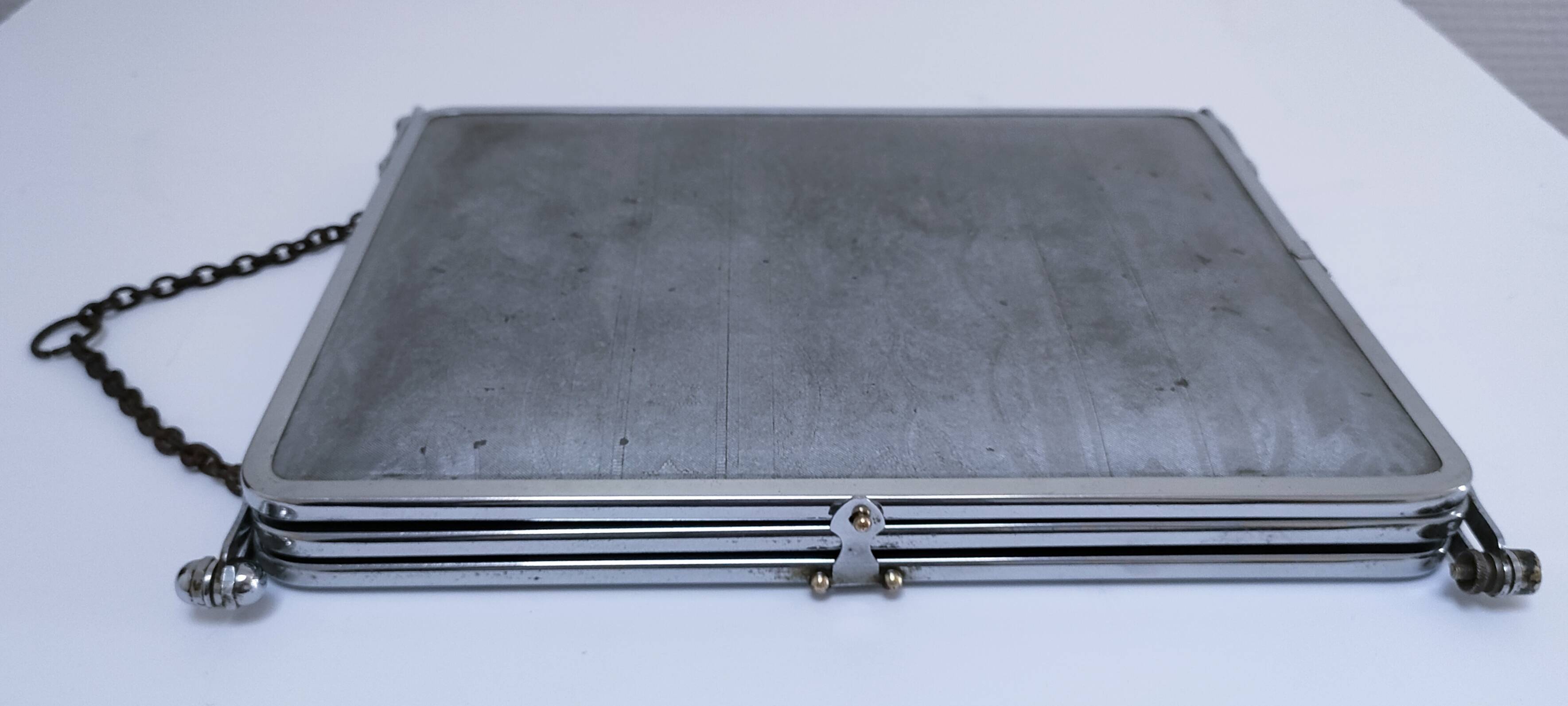 Chrome patina triptych mirror, early 20th century