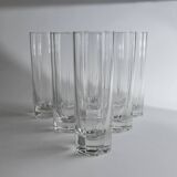 Transparent crystal flower-shaped drinking glasses, vintage 1980s Italy, set of 6 for water and long drinks